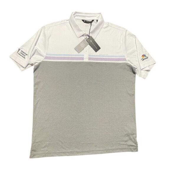 NWT Travis Mathew First Timer Golf Performance Polo Shirt Peru White Gray L Men - Picture 2 of 10